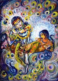 Unique Modern Radha Krishna Flute Love Moments Etsy Krishna Flute Mythology Paintings Painting