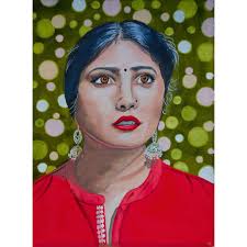 Original Art Watercolor Painting Beautiful Indian Lady