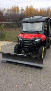 Honda Pioneer Utv With Open Trail Kfi 72 Snow Plow And Kfi 4500 Stealth Winch Atv Plow Atv Snow Plow Snow Vehicles