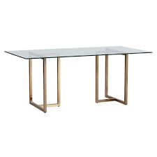 Cb2 Silverado Brass Dining Table Aptdeco In 2020 Brass Dining Table Glass Top Dining Table Rectangle Chrome Dining Table