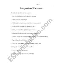 English Worksheets Identifying Interjections