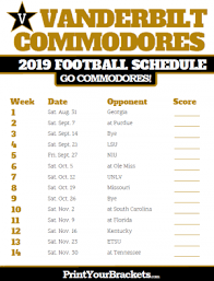 The 2019 tennessee football schedule includes eight home games at neyland stadium and four games on the road. Printable Vanderbilt Football Schedule Espn 98 1 Fm 850 Am Wruf