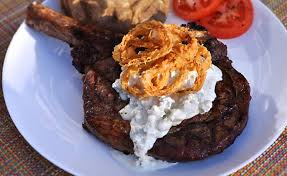 This recipe makes simple work of using tender, rib eye steak to elevate a classic recipe in heightening the taste in this pan fried rib eye steak recipe, the steaks were first rubbed with olive oil and then left at room temperature for at least half an hour. Ribeye Steaks With Bleu Cheese Sauce Crispy Shallots Center Of The Plate D Artagnan Blog