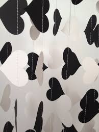 Black And White Party Decorations Ideas Black White 10 Ft Heart Paper Garland Party By Chhayshandicraft White Party Decorations Black And White Party Decorations Black White Parties