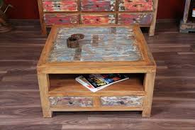 Massivholz couchtisch quadratisch mit schublade landhausstil. Couchtisch Holz Quadratisch Schubladen Recycelt Bali 80x80x45