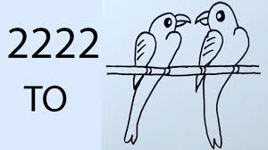 Simple Drawing How To Draw Love Birds Parrot From Number 2222 Bird Drawings Easy Drawings Parrot Drawing