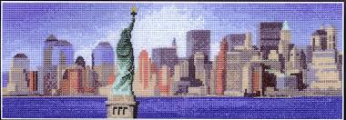 86w x 50h dmc colors: New York Skyline Cross Stitch Pattern By John Clayton
