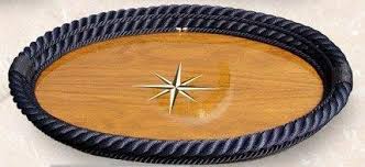 Handcrafted of wood with braided rope and metal handles, these white painted trays have so many uses. Italian Design Oval Rope Serving Tray Nautical Luxuries