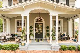 Decorative brackets dress up the porch columns with the elaborate details these homes are known for. 15 Beautiful Front Porch Ideas For Charming Inspiration Tiny House Design Decorating Front Porch Design Porch Design House Front Porch