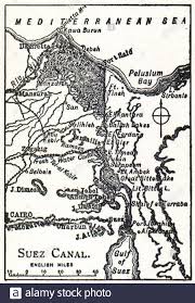 Egypt's suez canal blocked by large container ship. Map Suez Canal Stockfotos Und Bilder Kaufen Alamy