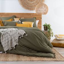 Salma Tassel Olive Quilt Cover Set Green Master Bedroom Green Bedroom Decor Olive Bedroom