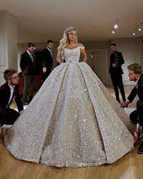Bridal ball gowns are striking and dramatic, perfect for grand entrances and fairy tale endings. Robe De Mariee Luxury Full Beaded Ball Gown Wedding Dress In Dubai Scoop Neckline Off Shoulder Wedding Gowns With Court Train Wedding Dresses Aliexpress