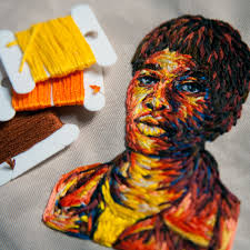 Miniature embroidered portraits by Danielle Clough