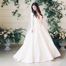 Charming Deep V Neck Wedding Dress Bridal Dress With Long Sleeves From Wedding V Neck Wedding Dress Wedding Dresses Pretty White Dresses