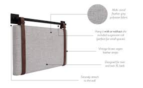 Buy nathan james harlow twin wall mount headboard, faux leather upholstered headboard, adjustable height vintage brown pu leather straps with black matte metal rail, brown/black at walmart.com Amazon Com Nathan James Harlow Wall Mount Faux Leather Or Fabric Upholstered Headboard Adjustable Height Vintage Brown Straps With Black Matte Metal Rail Twin Gray