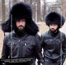 Siberian Ushanka Black Raccoon Fur Hat Men Fur Hat Winter Fur Hat