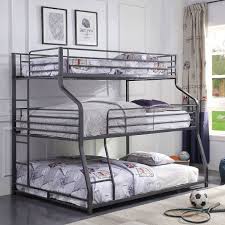 It features queen over queen bunk bed with metal tube frames. Caius Ii Triple Twin Full Queen Bunk Bed By Acme Furniture Furniturepick