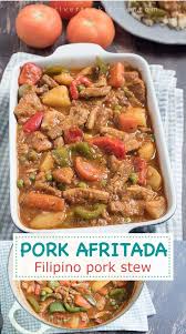 Pork Afritada With Fresh Tomatoes Riverten Kitchen Recipe Pork Afritada Recipe Filipino Pork Recipes Recipes