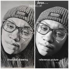 Charcoal drawing vs reference picture artwork