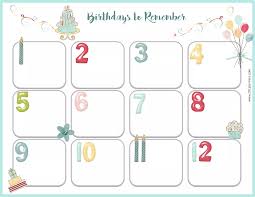 Format your birthday template to provide alerts and even send a birthday email right from excel. Free Birthday Calendar Template Printable Customizable