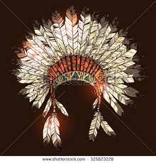 Hand Drawn Native American Indian Headdress Vector Color Illustration Of Indian Tribal Chief Feather Ha Native American Artwork Indian Headdress Headdress Art