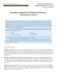 Building Capacity To Reduce Bullying Workshop In Brief Building Capacity To Reduce Bullying Workshop In Brief The National Academies Press