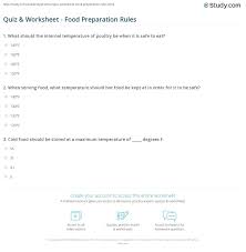 Check spelling or type a new query. Quiz Worksheet Food Preparation Rules Study Com