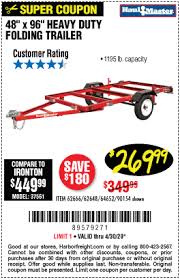 Haul Master 1195 Lb Capacity 48 In X 96 In Heavy Duty Folding Trailer For 269 99 In 2020 Harbor Freight Utility Trailer Utility Trailer Harbor Freight Tools