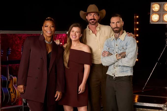 The Voice's Adam Levine, Kelly Clarkson, Queen Latifah and Riley Green 'Just Clicked' (Exclusive)