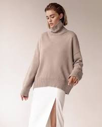 Áo Len Cashmere 100% Cho Nữ Cổ Lọ Ngoại Cỡ Bằng Len Siêu Mềm Chất Lượng