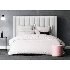 king size upholstered fabric wing extra tall bed head emilie collection off white 145cm winged bed queen size bed frames fabric bed frame