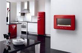 Image © art by radhika. Black And White Kitchen With Red Accents Retro Kitchen Appliances Kitchen Design Color White Modern Kitchen