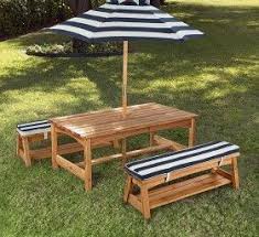 New Kidkraft Outdoor Table And Bench Set With Cushion And Umbrella Outdoor Picnic Tables Kids Outdoor Table Kids Picnic Table