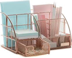 Sold and shipped by eforcity. Amazon Com Rose Gold Desk Organizer For Women Rosework Mesh Office Supplies Desk Accessories Features 5 Compartments 1 Mini Sliding Drawer Office Products
