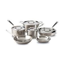 best deals d5 brushed stainless steel 10 piece cookware set by all clad batterie de cuisine cuisine poele a frire