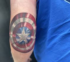 East urban home marvel comics captain's america shield graphic art on canvas size: Captain America Shield Elbow Tattoo Captain America Shield Tattoo Captain America Tattoo Elbow Tattoos