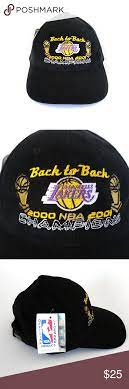 Nwt Lakers 2000 2001 Nba Championship Hat La Black Fan Apparel Hats Black