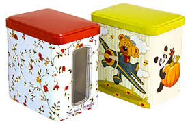 Decorative nesting kitchen canister jars with lids, black metal rustic vintage farmhouse container decor for flour sugar coffee tea storage, set of 4, largest is 5.5 x 11.25. Decorative Tin Can Manufacturer Hindustan Tin