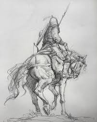 An Old Drawing Sold To A Person At Armageddon Expo Last Year Drawing Sketch Sketchbook Knight Soldier W Military Drawings Viking Drawings Horse Drawing