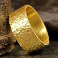 5 out of 5 stars. Amazon Com 9mm Wedding Band 24k Yellow Gold Vermeil 925 Sterling Silver Hand Forged Hammered Mens Women Unisex Flat Pipe Cut Thick Handmade Ring Free Engraving Handmade Products