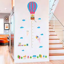 Us 5 83 20 Off Hot Air Balloon Rabbit Train Growth Chart Plant Wall Stickers Kids Room Home Decor Cartoon Height Measure Wall Pvc Diy Mural In