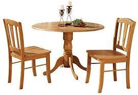 Amazon Com East West Furniture Dlin3 Oak W 3 Piece Kitchen Table Set Oak Finish Tab Kitchen Table Settings Contemporary Dining Furniture Kitchen Table Oak