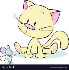 Cute Kitten Sitting And Staring At A Mouse Cartoon Isolated Download A Free Preview Or Imagenes Infantiles De Animales Dibujo Gato Facil Dibujos De Animales
