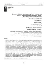 Children, senior citizens, people with disabilities, even animals and the environment. Pdf Community Service Learning Among Health Sciences And Medical Undergraduates At A Malaysian Setting Providers And Recipients Portraits