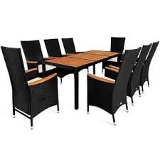 Nos tables et chaises de jardin en résine tressée sont le mobilier extérieur idéal pour recevoir vos amis en tout convivialité. Salon De Jardin En Acacia Et Resine Tressee 8 Places