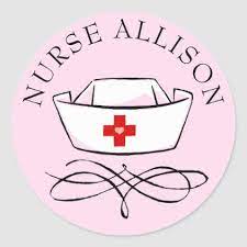 Nurse Cap Add Name Pink Classic Round Sticker Zazzle Com Nursing Cap Nurse Embroidery Designs Nurse