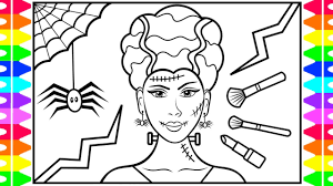 Search through 623,989 free printable colorings at getcolorings. How To Draw Halloween Makeup Bride Of Frankenstein Halloween Drawing And Coloring Pages Youtube