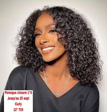 12” a 70$ perruque closure 1*6 bob curly 3 pour 200$ 6 pour 390$ Disponible  en spécial jusqu'au 25 Septembre 100% human hair\ cheveux humain Density:  180 Grade : 10A Glueless \