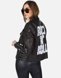 Posey Cracked Rnr Spray Vintage Concert T Shirts Leather Moto Jacket Edgy Fashion