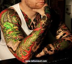 Dragon tattoo is one of the popular tattoo designs for several cultures. Traditional Green And Red Dragon Tattoo On Man Right Full Sleeve